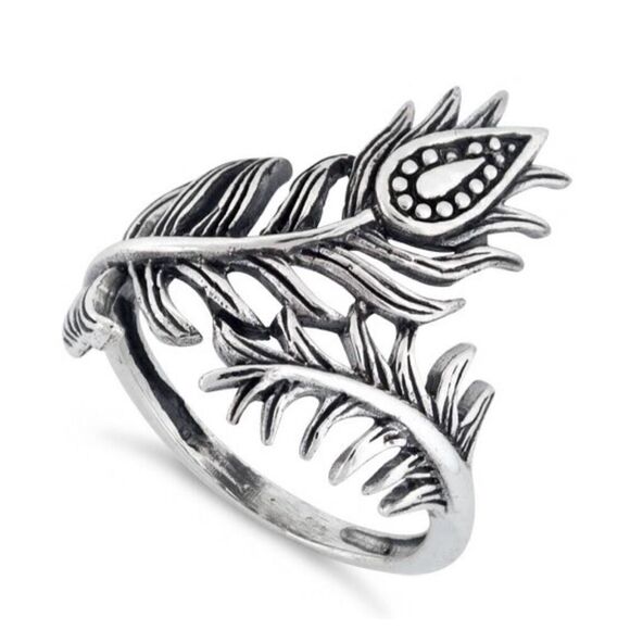 925 Solid Sterling Silver Double Leaf Flower Band Statement Ring Boho New - Picture 1 of 5